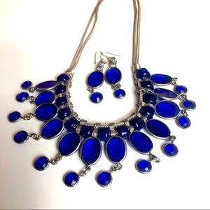 Vintage Egyptian Cleopatra Style Collar Necklace Earring Set